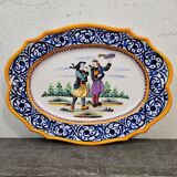 Large Quimper HB earthenware dish - Breton decor