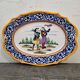 Large Quimper HB earthenware dish - Breton decor
