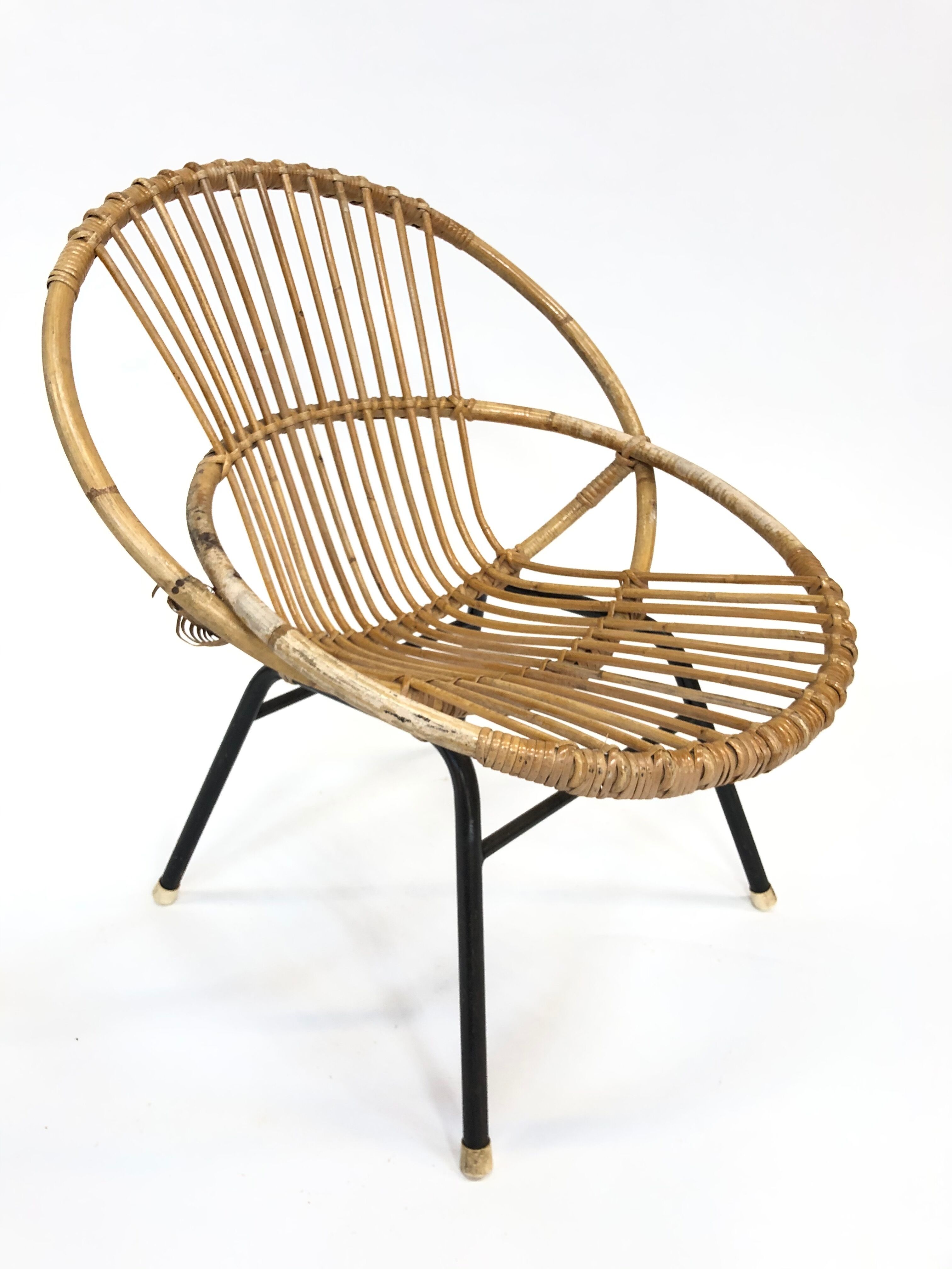 Fauteuil vintage en rotin par Dirk van Sliedregt Rohe Noordwolde 1960 aux Pays-Bas