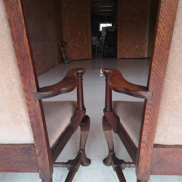 3 fauteuils chippendale en chêne massif, XIXème siècle