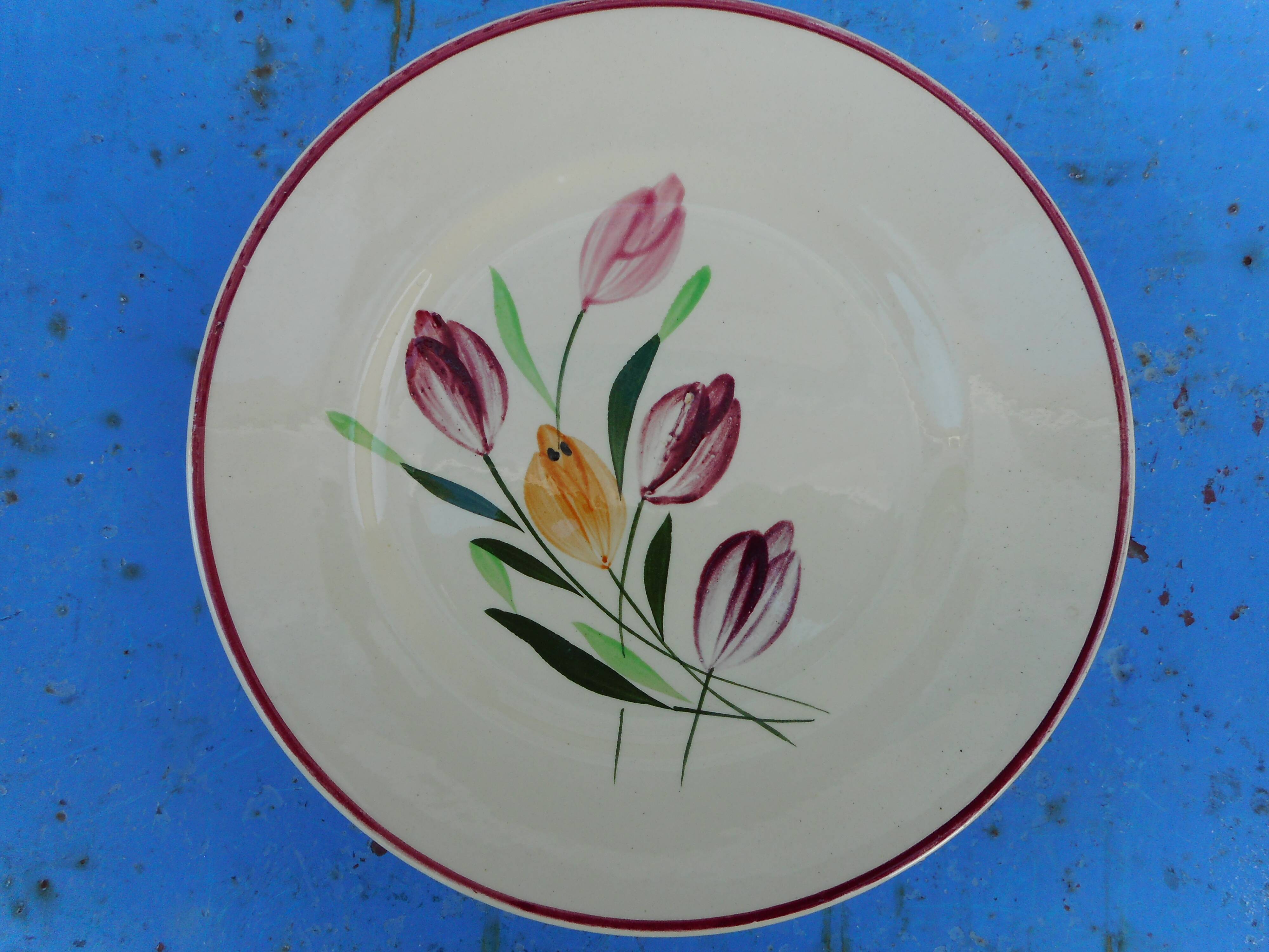 Lot of six plates decorated Tulips "Longchamp"