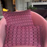 Burgundy and pink Kachin cushion cover (RIDA)