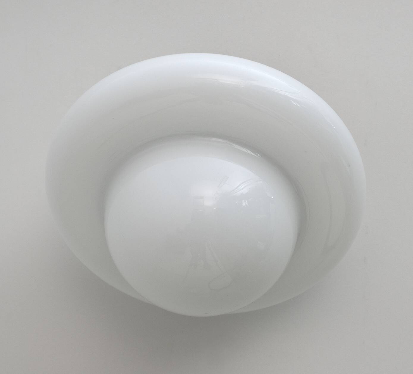 Pair of Mid-Century Modern Italian Opaline Glass and Wood Sconces, 1960s