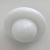 Pair of Mid-Century Modern Italian Opaline Glass and Wood Sconces, 1960s