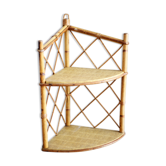 Rattan corner shelf