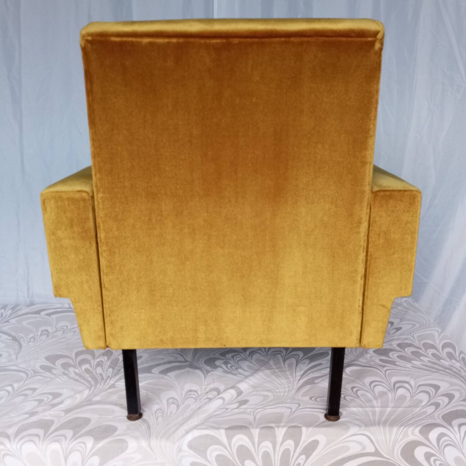 Vintage yellow velvet armchairs