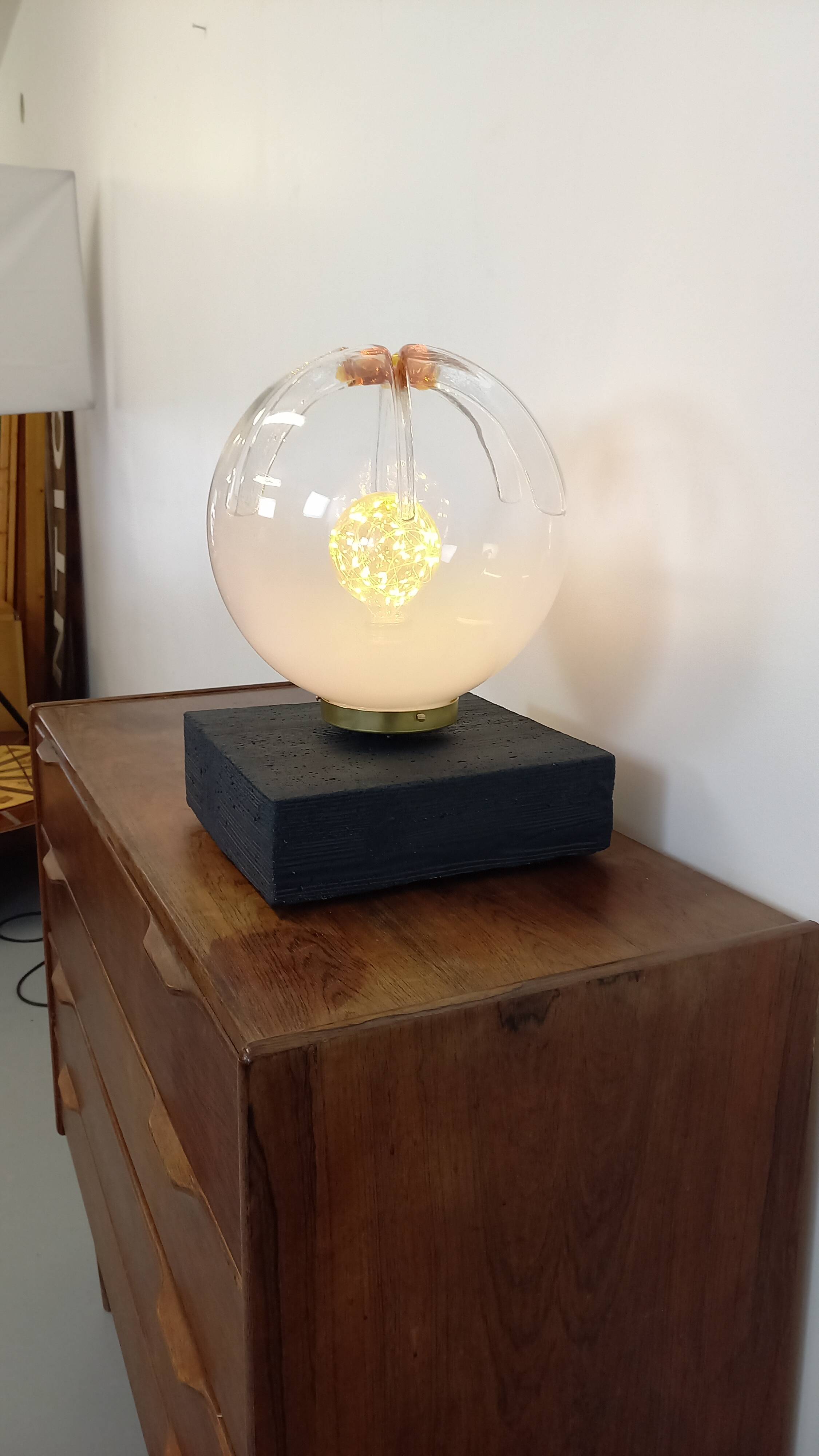 Vintage Mazzega table lamp made of Murano glass from the 1970s.
