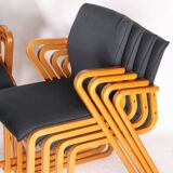 Set of 8 wooden and fabric chairs