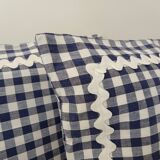 Set of 2 vintage cushions, blue gingham