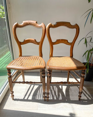 paire de chaises cannées années 1900