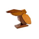 Amsterdam school, Art deco wooden Pelican cigarette / matches box, Netherlands 1930s
