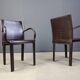 Pair of brown leather armchairs by Arper italy, 1980s