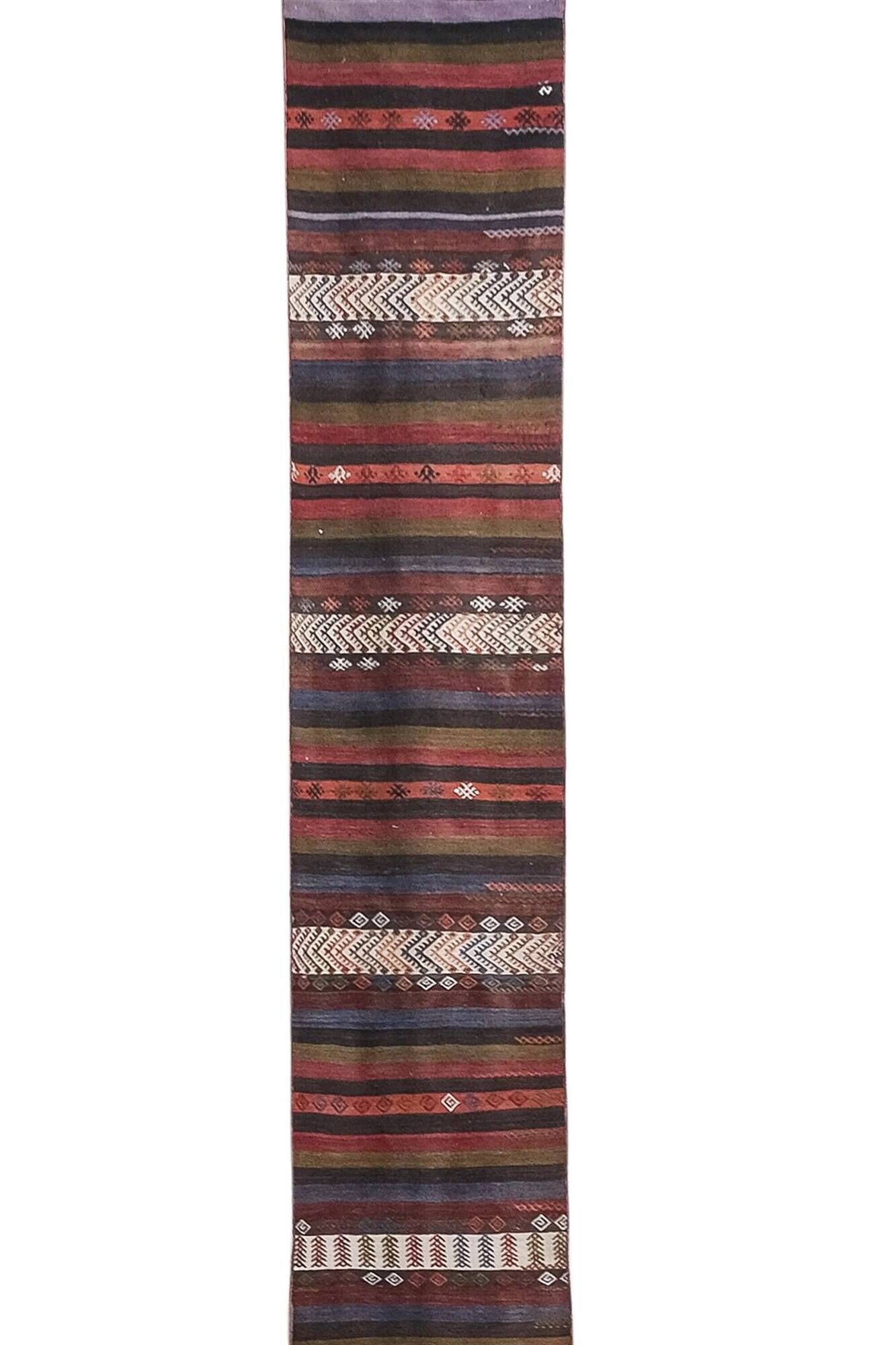Vintage Turkish hallway rug 60x780 cm