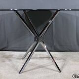 Small Mikado Table in Glass and Chromed Metal – 1970s