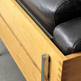 Robin Day armchair for habitat in black leather, wood and chrome
