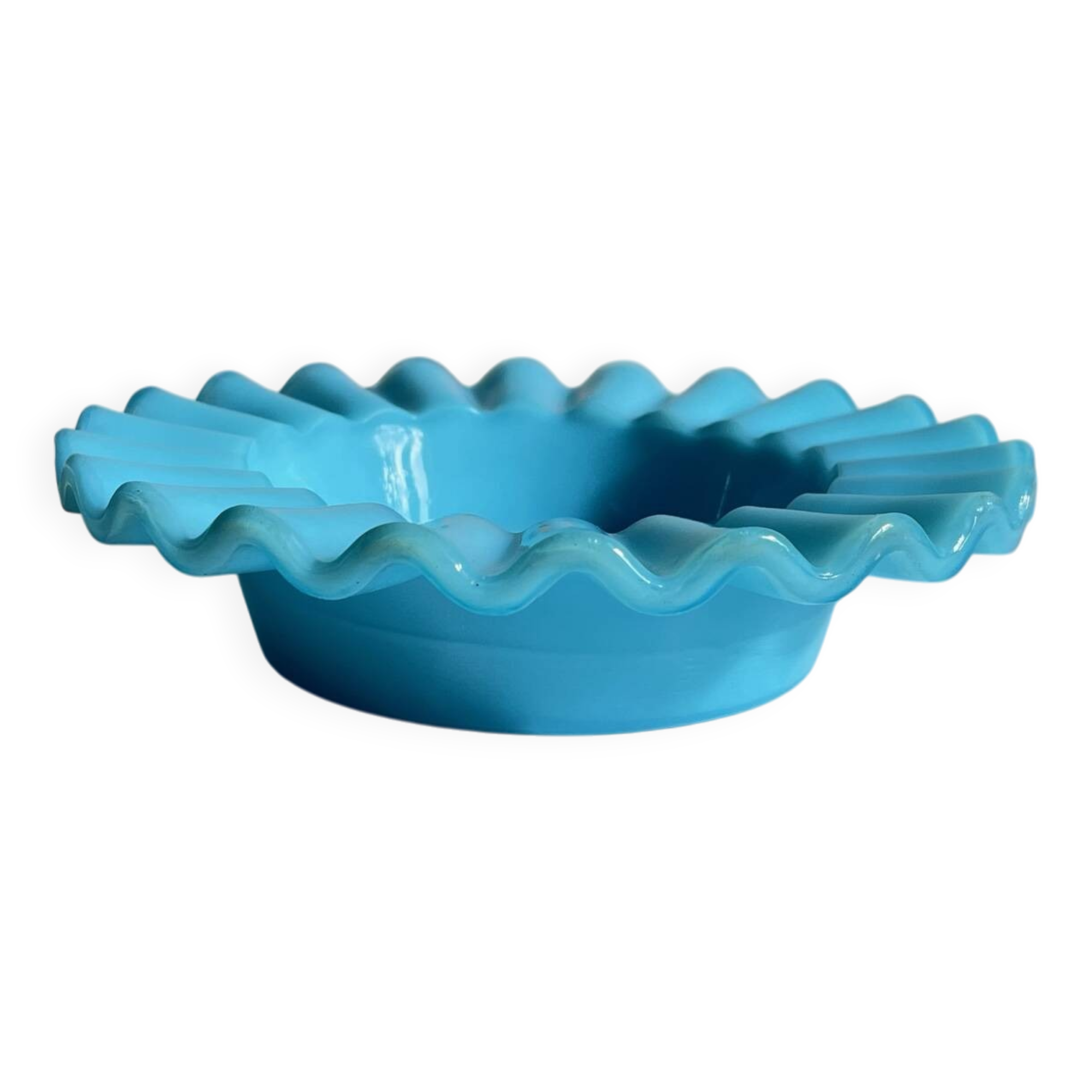 Vintage blue opaline glass ashtray