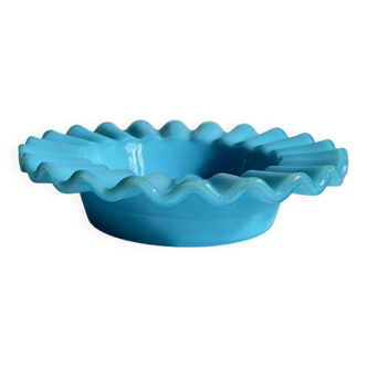 Cendrier verre opalin bleu vintage