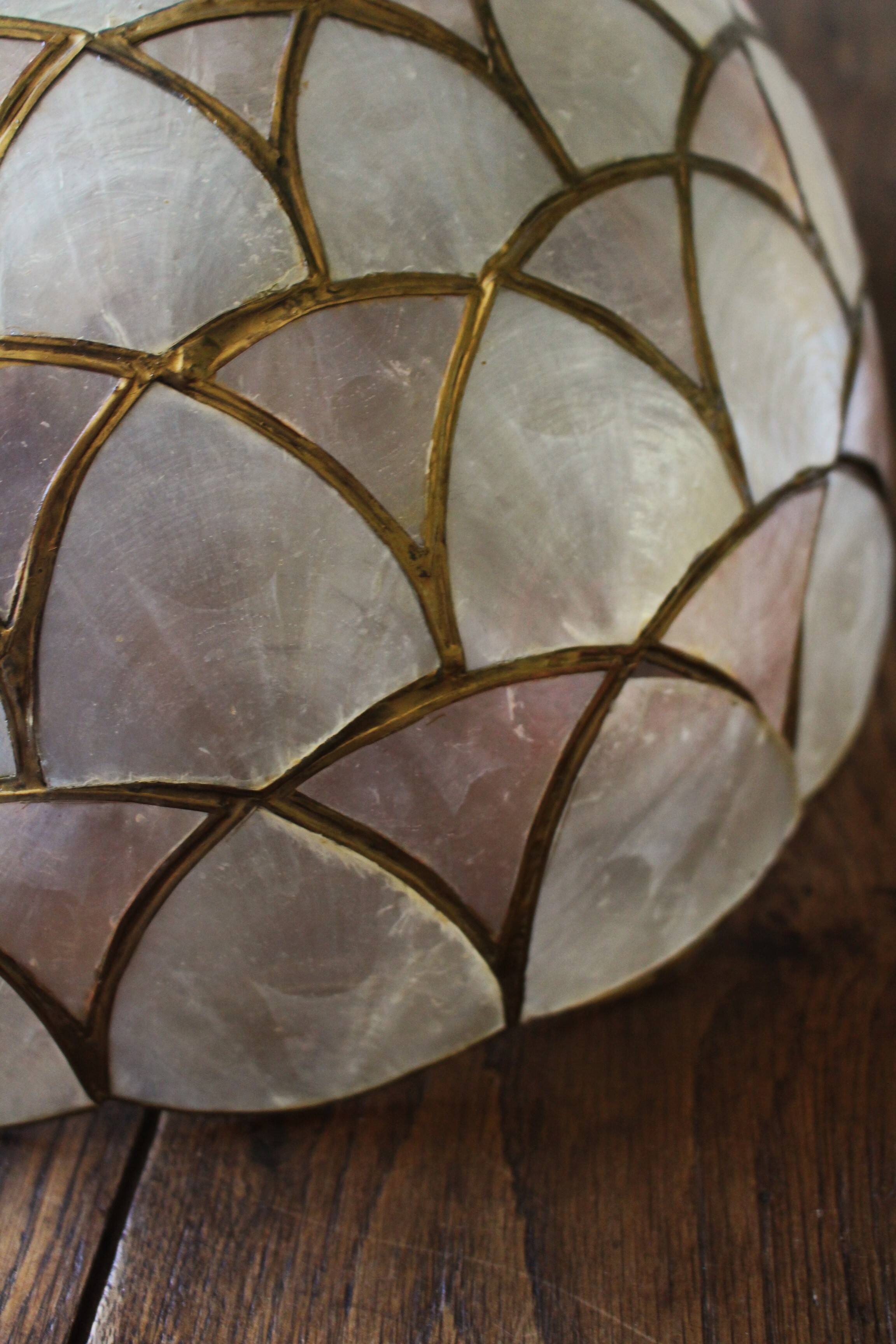 Vintage Brass Mother-of-Pearl Corolla Suspension