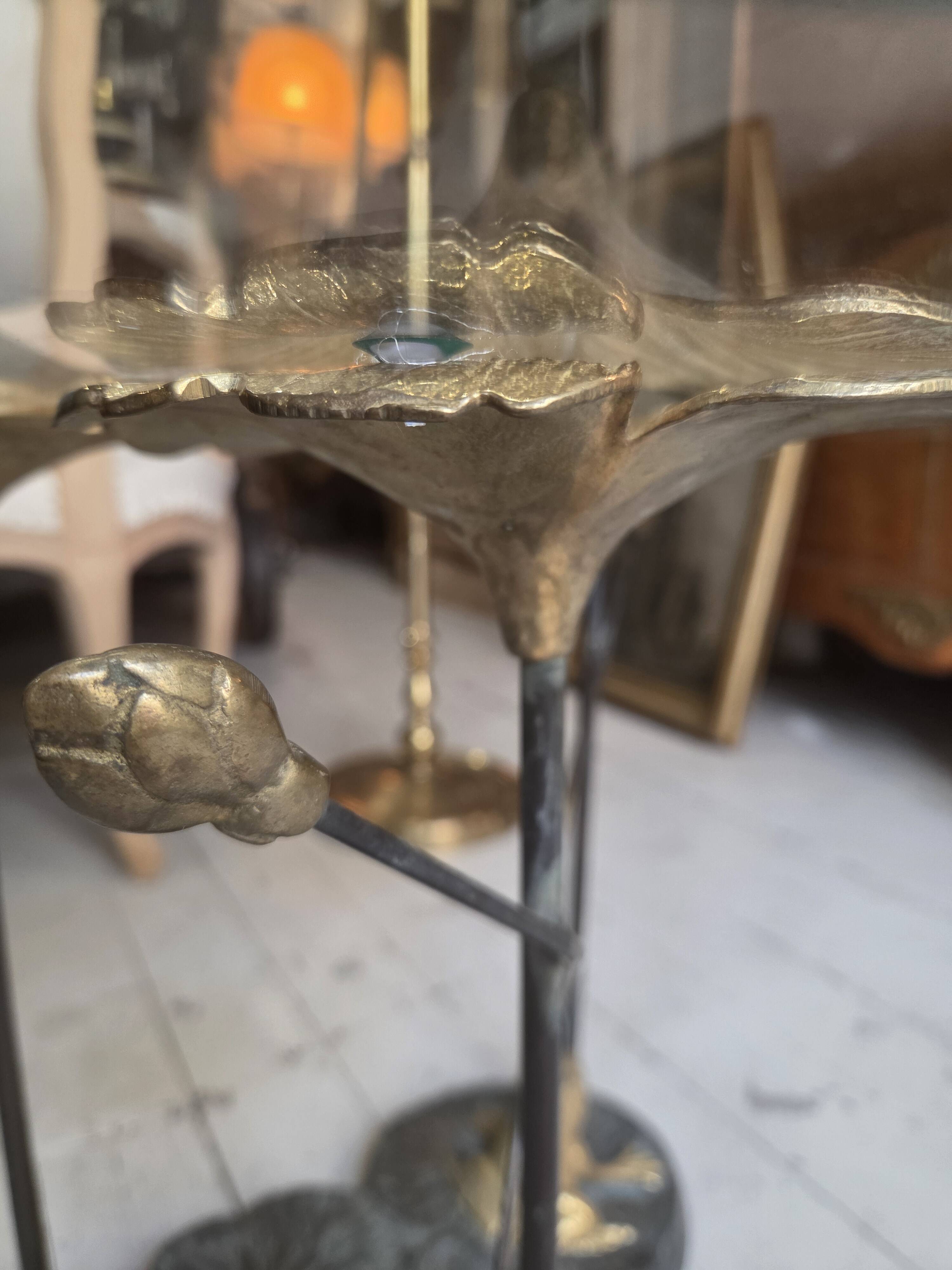 glass and bronze coffee table Jansen