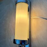 Lampe murale en verre laiteux chrome Bauhaus / Fonctionnaliste - années 1930