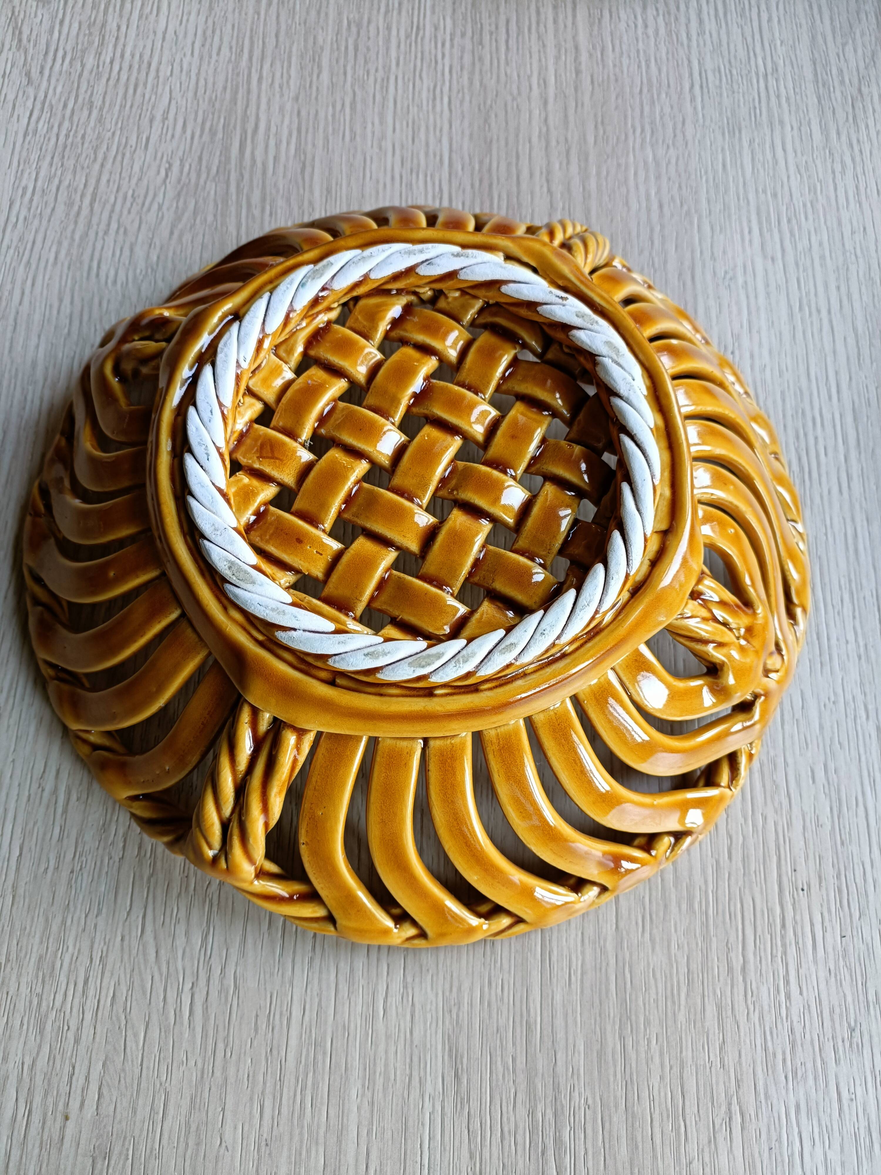 Braided earthenware basket