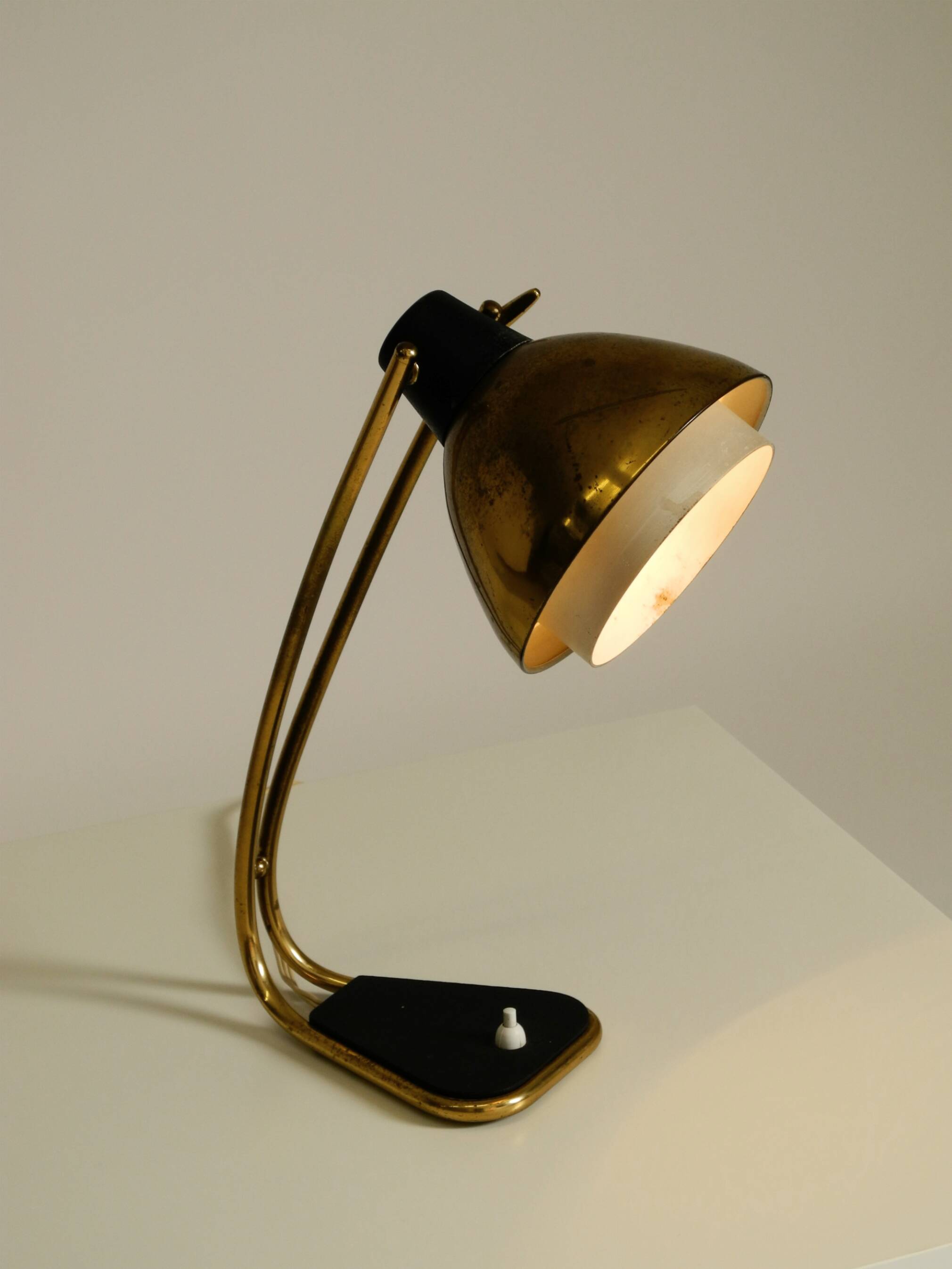 Rare large Mid Century Modern brass table lamp with beautiful patina