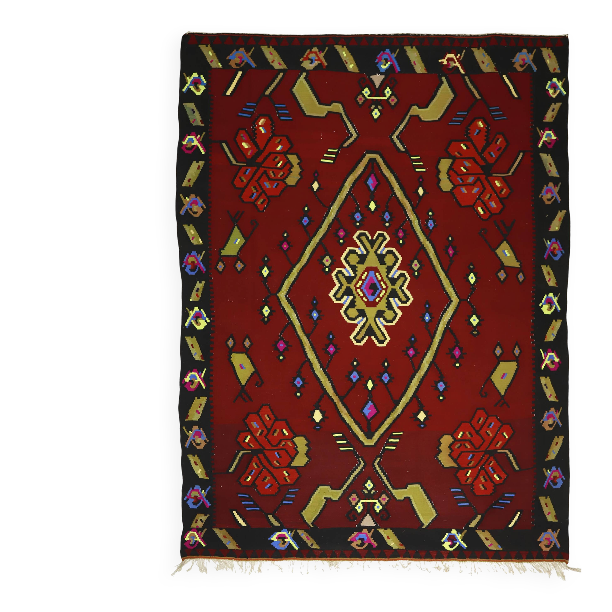 Grand Kilim Turkish Anatolia 218x285 cm Red Vintage Handwoven