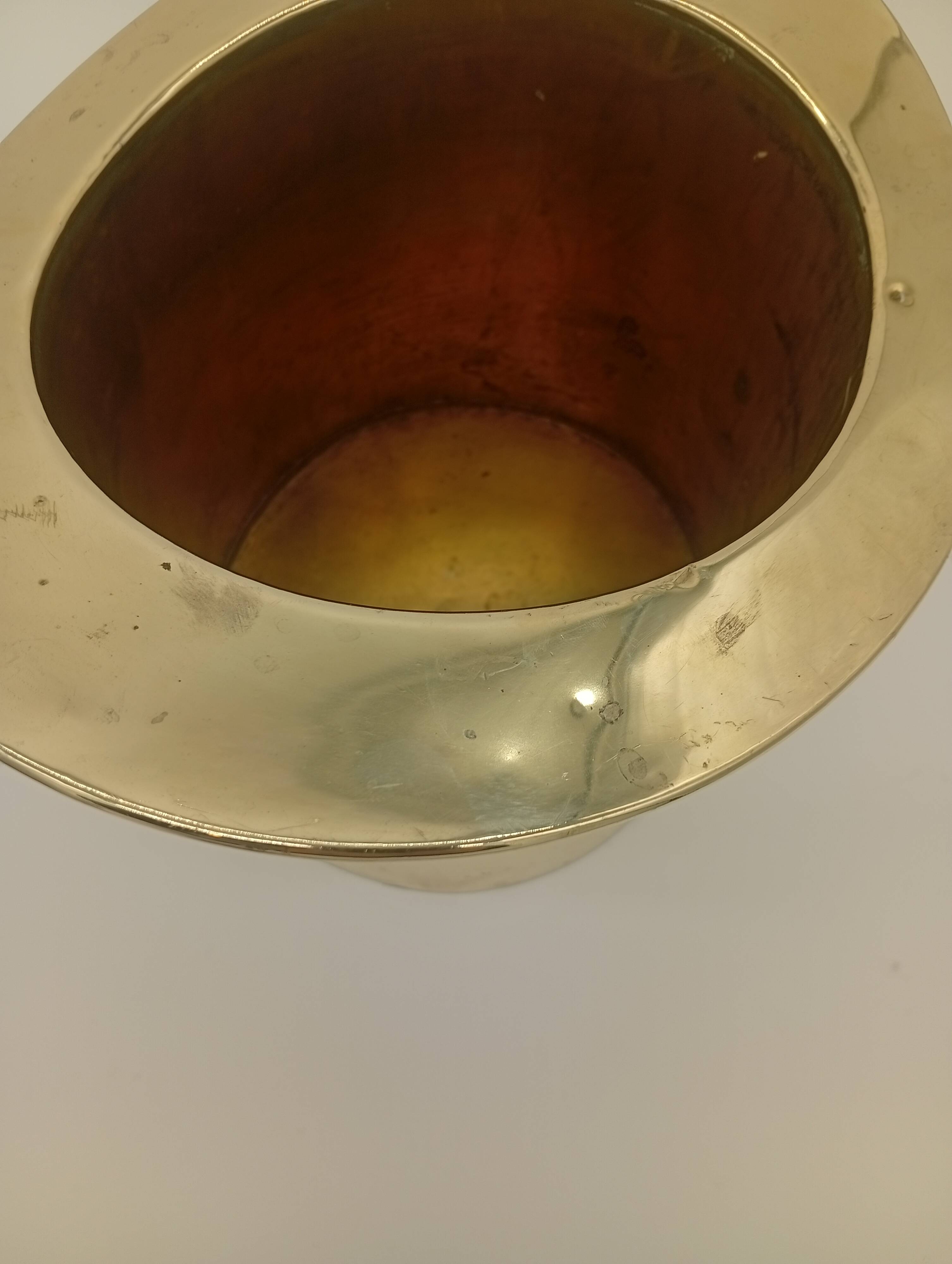 Ice Bucket Champagne Cooler Top Hat Vintage Brass