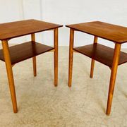 Vintage Danish mid-century teak and oak bedside tables by Næstved Møbelfabrik