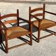 Paire de fauteuils bois et paille, travail français  1960