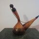Vintage amber glass porron/vintage carafe/pitcher