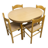 Modernist convertible oval table set and 4 matching chairs 1990