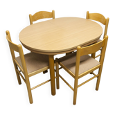 ensemble table ovale transformable moderniste et 4 chaises assorties 1990
