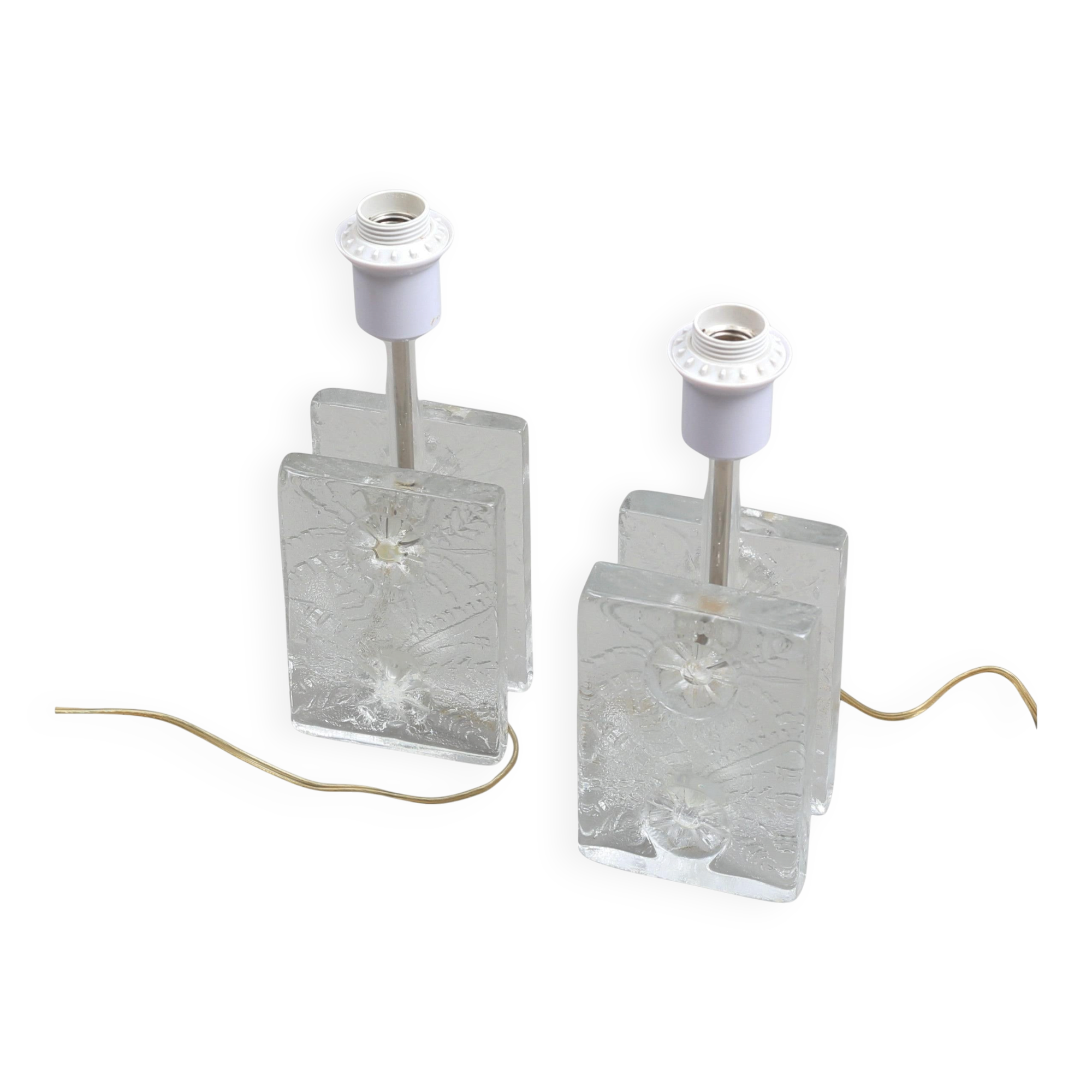 Paire de lampes de table Block Crystal par Pukeberg, Suède, 1970
