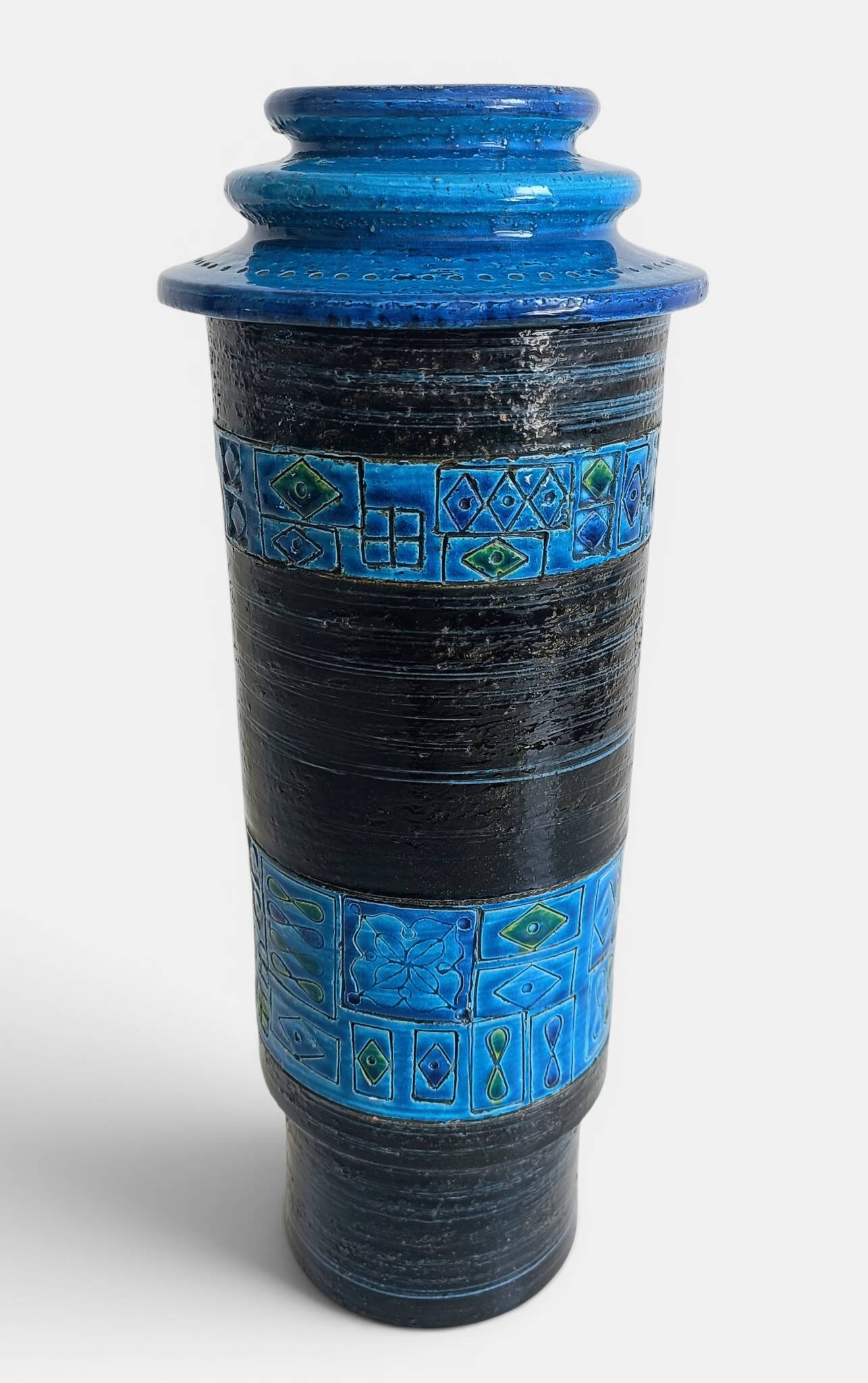 Vase XL à couvercle en chamotte Bitossi par Aldo Londi , fait à la main en Italie, vers 1960