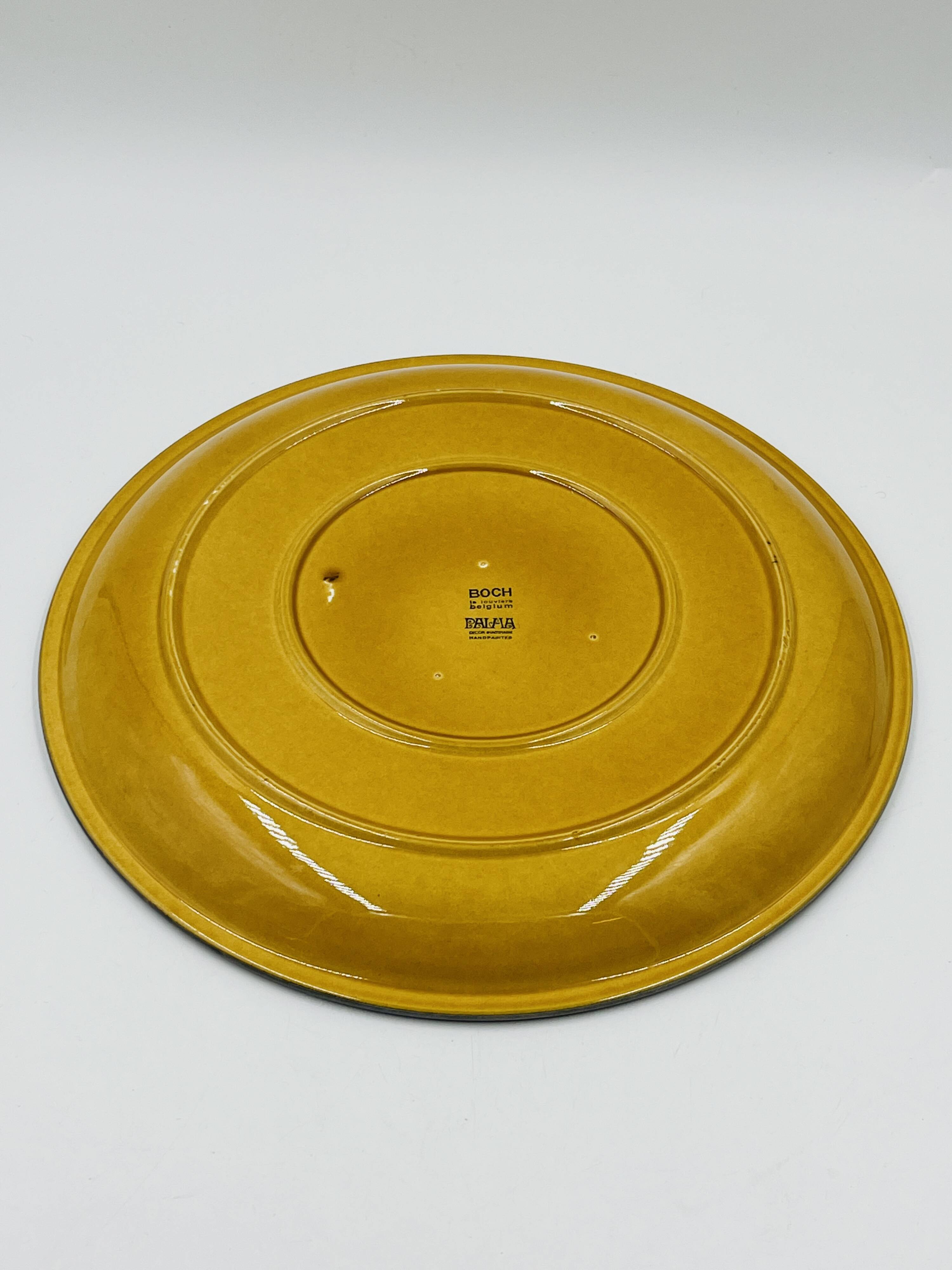 Vintage speckled yellow Palma plate Boch La Louvière