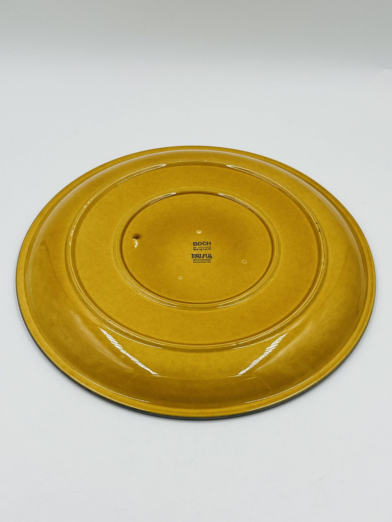 Vintage speckled yellow Palma plate Boch La Louvière