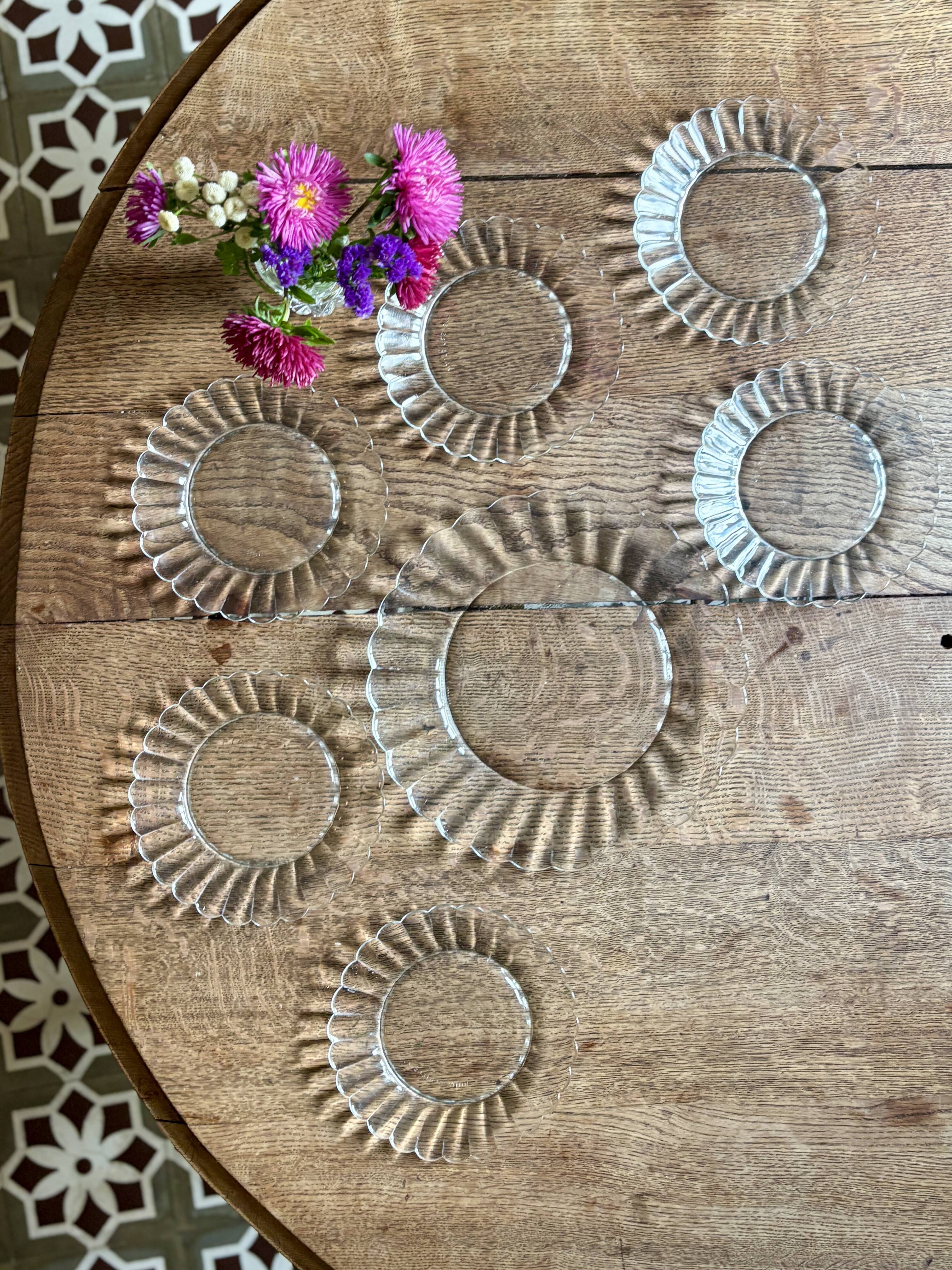 Vintage dessert service in clear glass