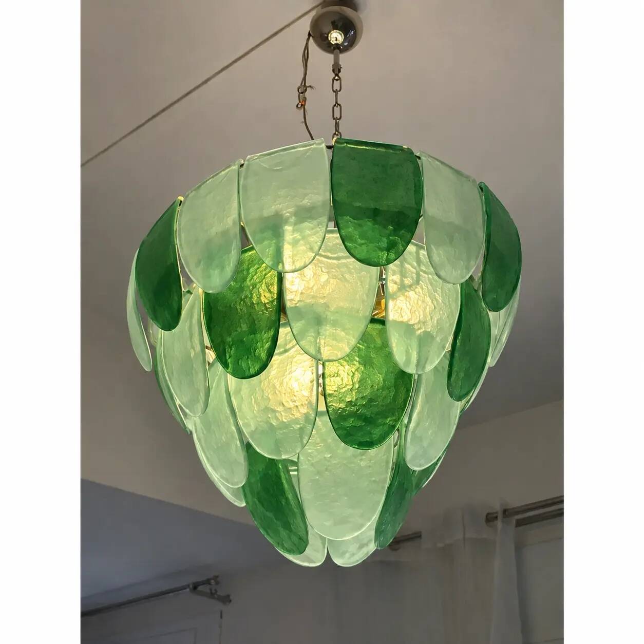 Modern Green Petals Murano-Style Glass Chandelier