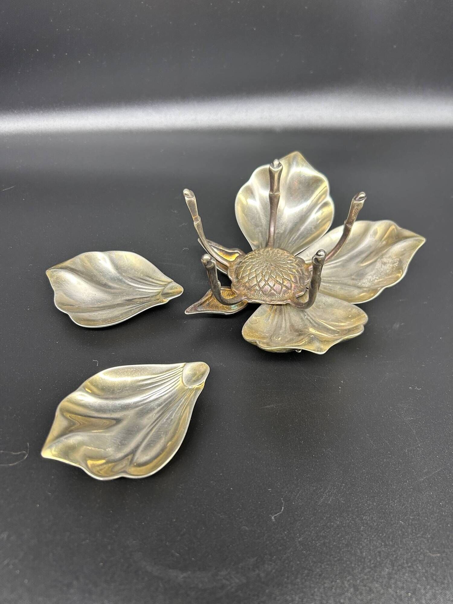 metal flower with removable petals 1970s