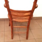 rustic armchair from the early 19th century in blond walnut