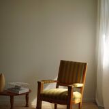 Pair of Art Deco armchairs in oak and fabric, Danish cabinetmaker, 1940s