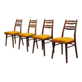 Suite of 4 Czech chairs wood and fabric Yellow "Univerzal" late 60