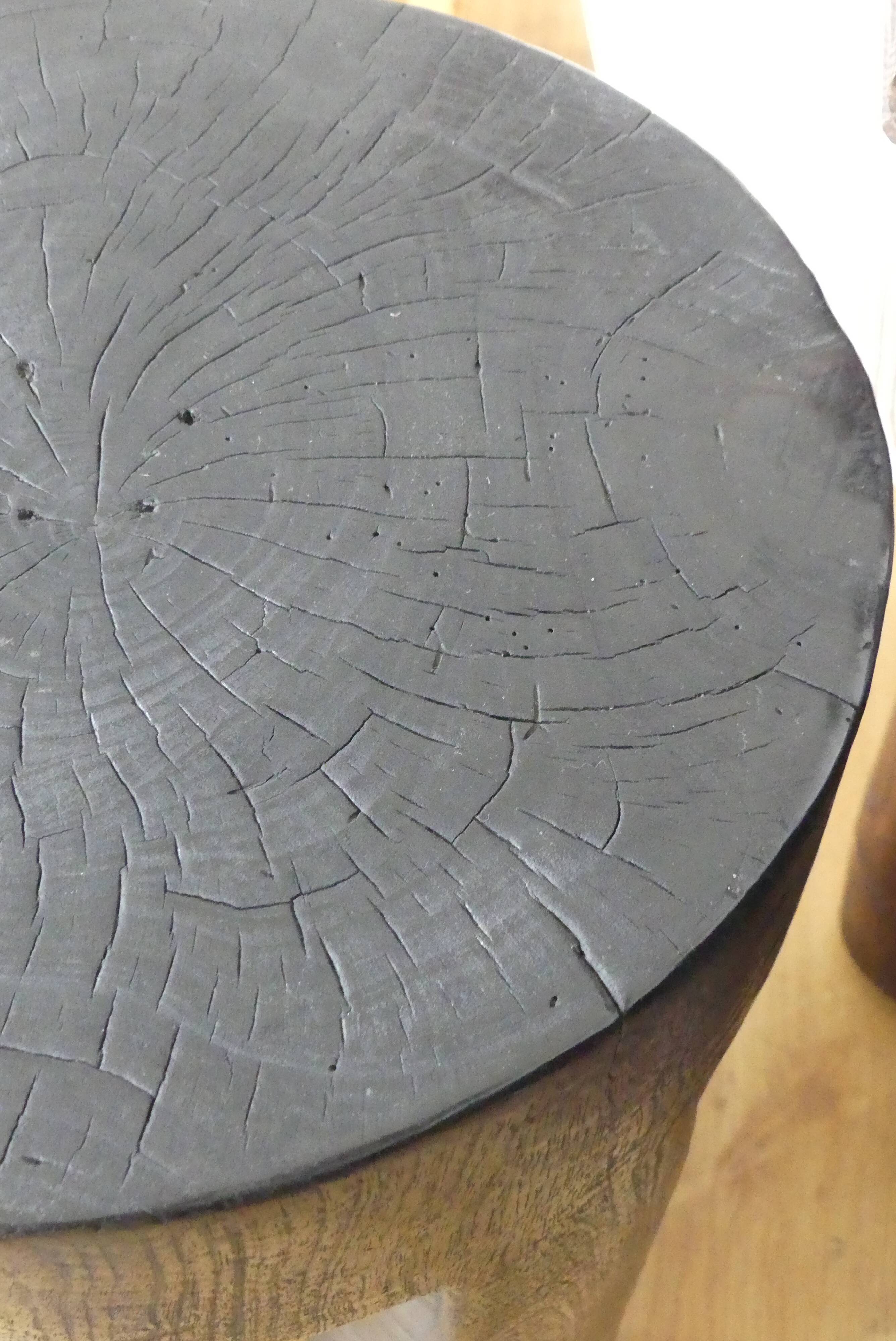 Black burnt teak stool