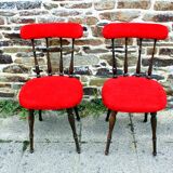 Pair of red furry chairs from the 70s