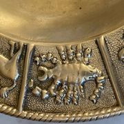 Cendrier horoscope en bronze doré vintage