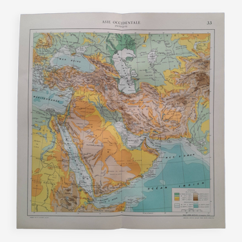 Une carte issue Atlas Quillet  année 1925  carte : Asie occidentale physique