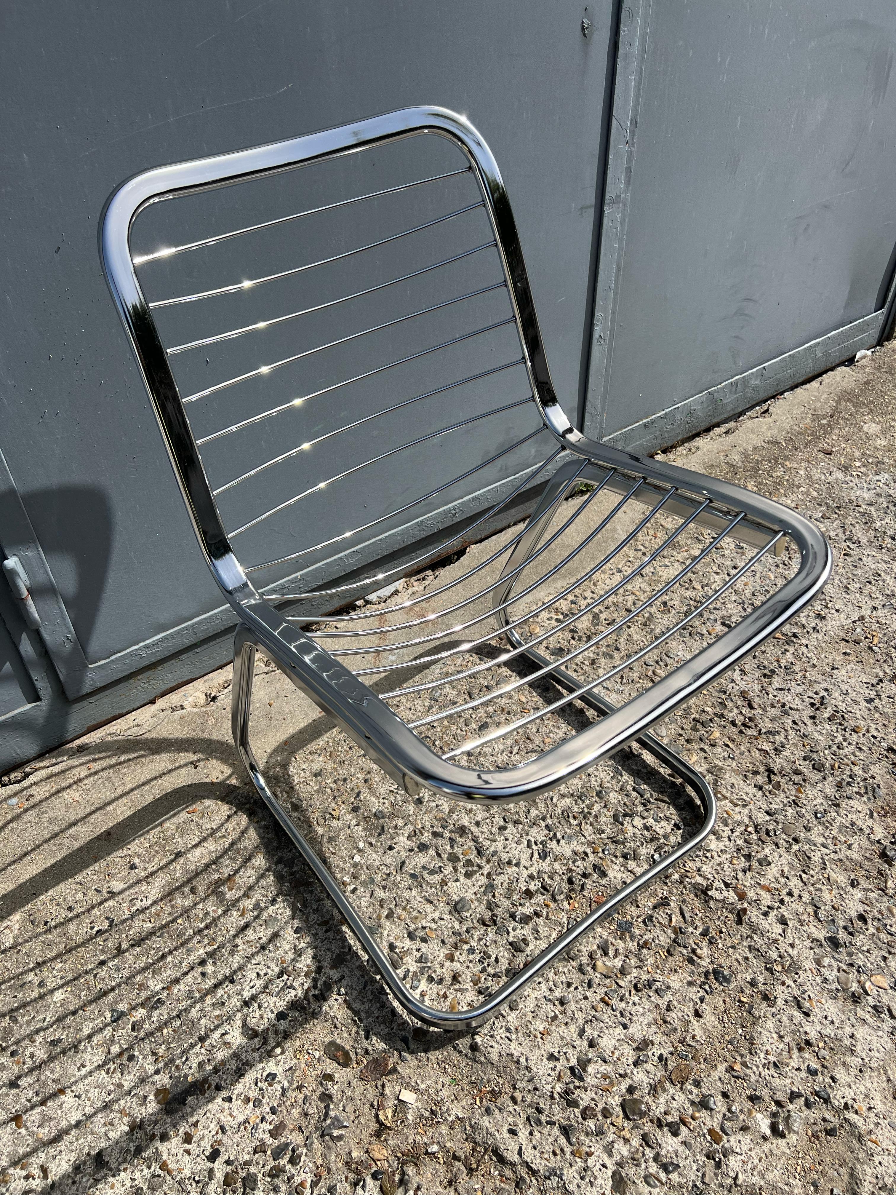 Vintage Italian design chrome metal chair from the 70s