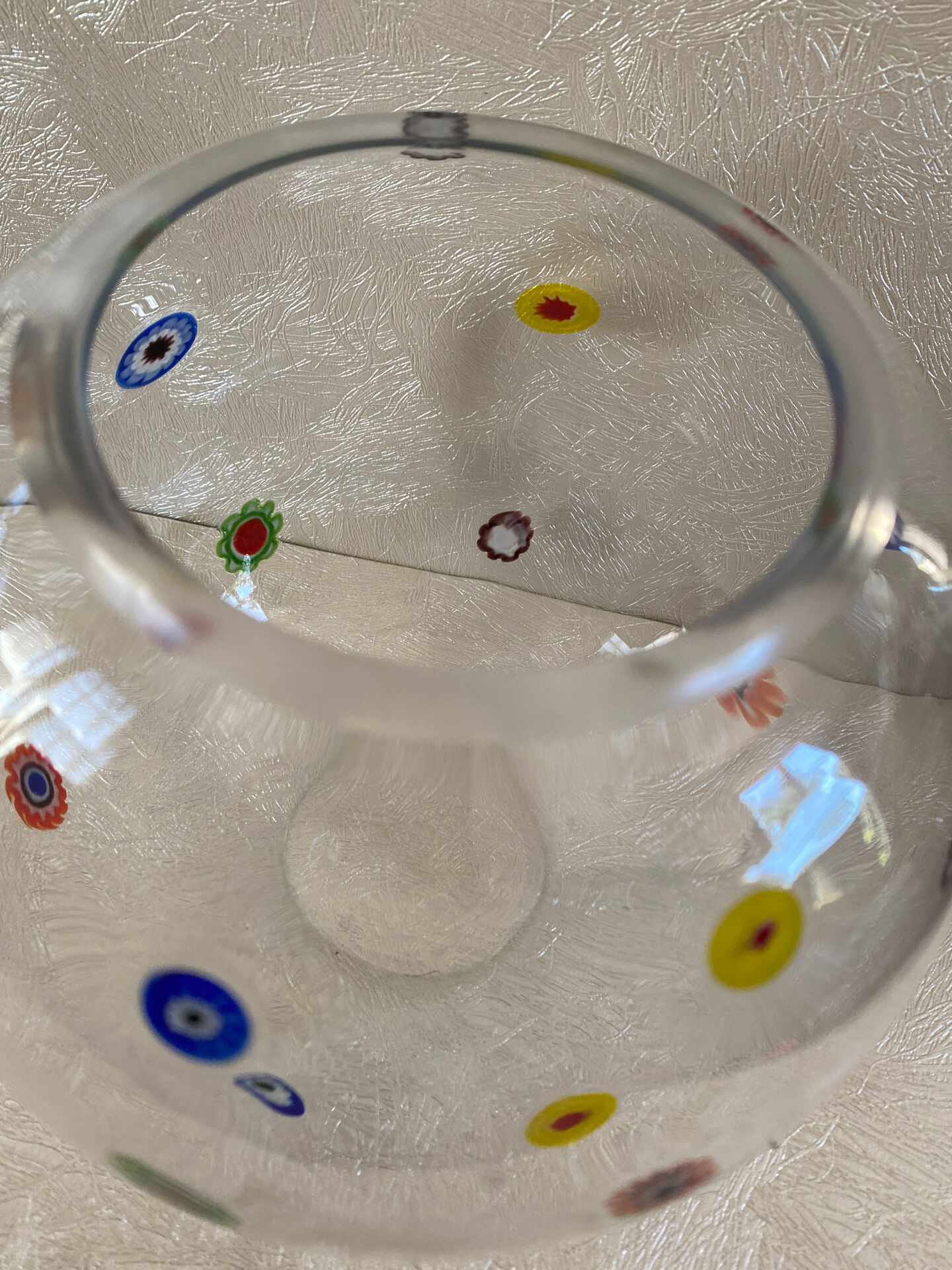 Art glass round vase, Millefiori technique (Murano style)