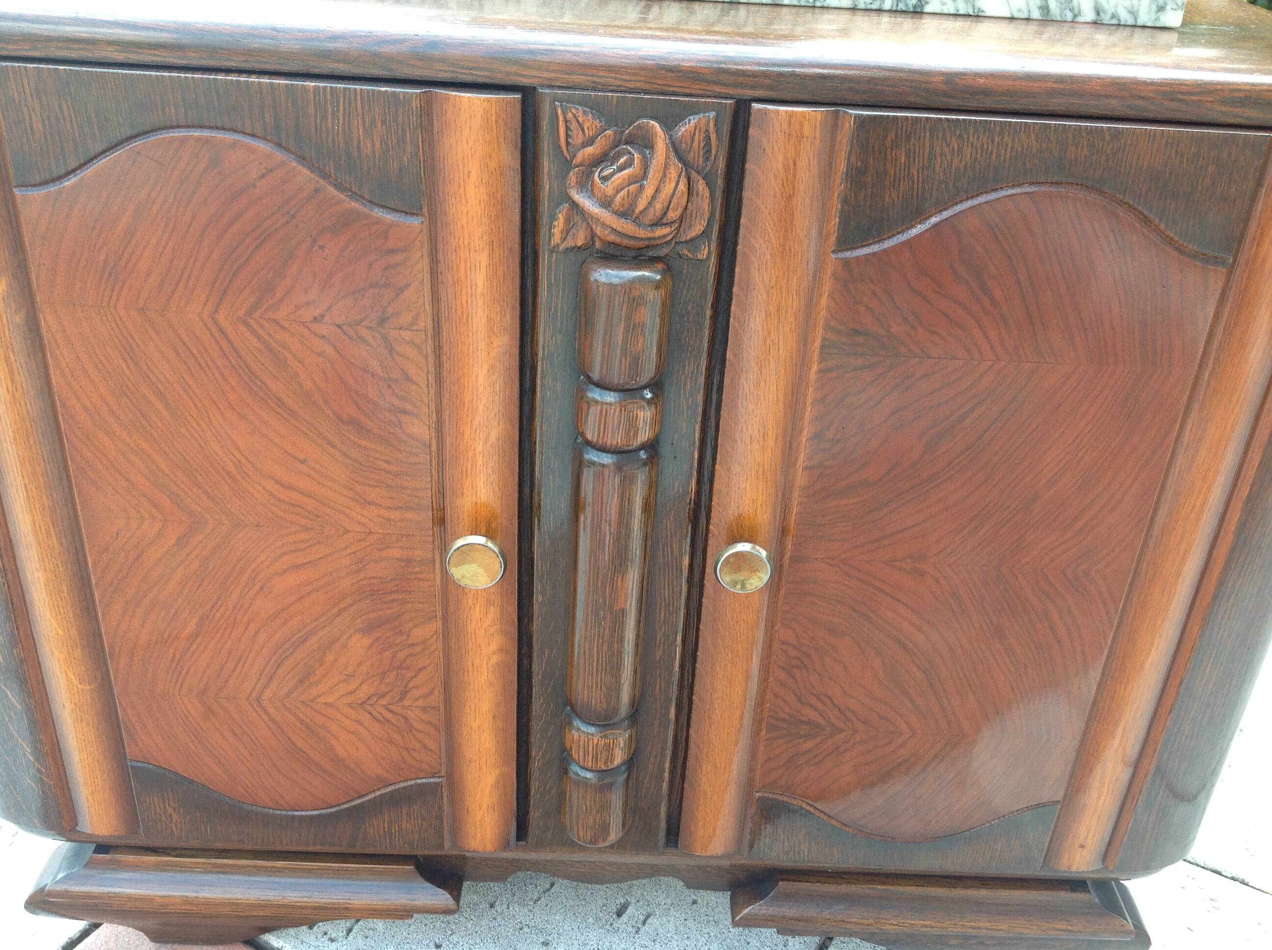Two-door oak bedside table / 50s/60s